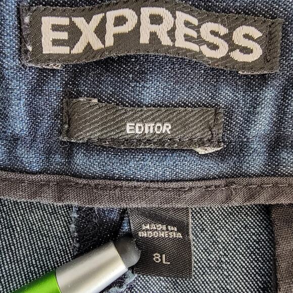 Express Editor Dark Wash Boot Cut Jeans Womens 8 Long Y2K Preppy Casual Chino - Picture 9 of 12